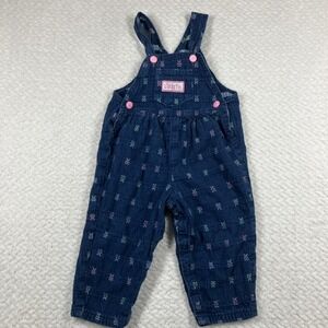 Liberty Vintage Overalls Girls 18 Months Bows Print 90s Made In USA